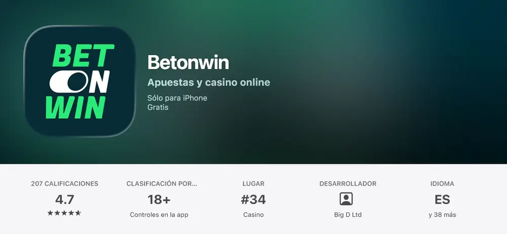 Betonwin en la App Store: ficha de la aplicación con calificaciones, categoría y desarrollador